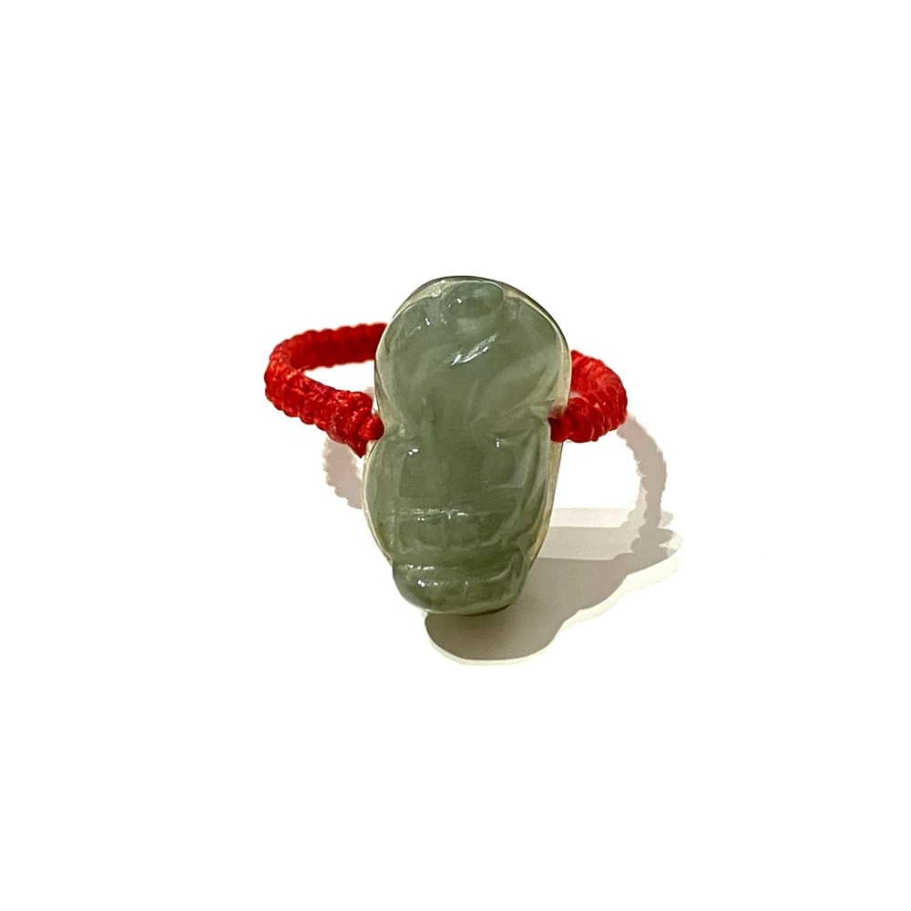 Carved Jade Red Cord Ring